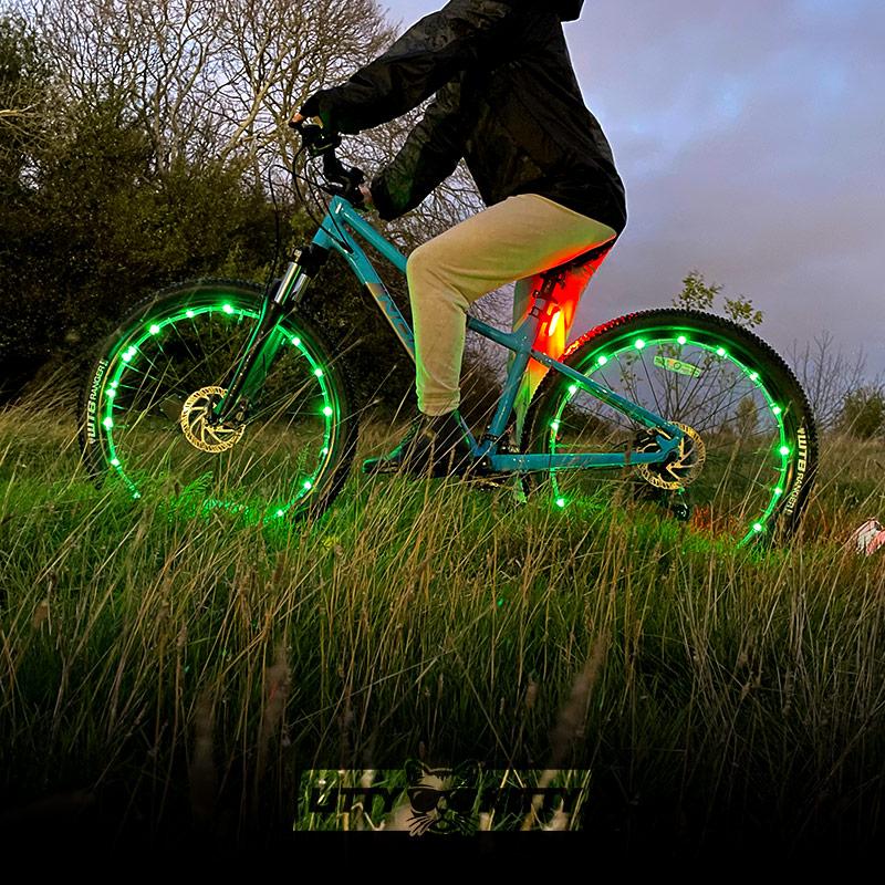 Heroic Kryptonite Green Bicycle Wheel Lights by SpokeLights LittyKitty UK